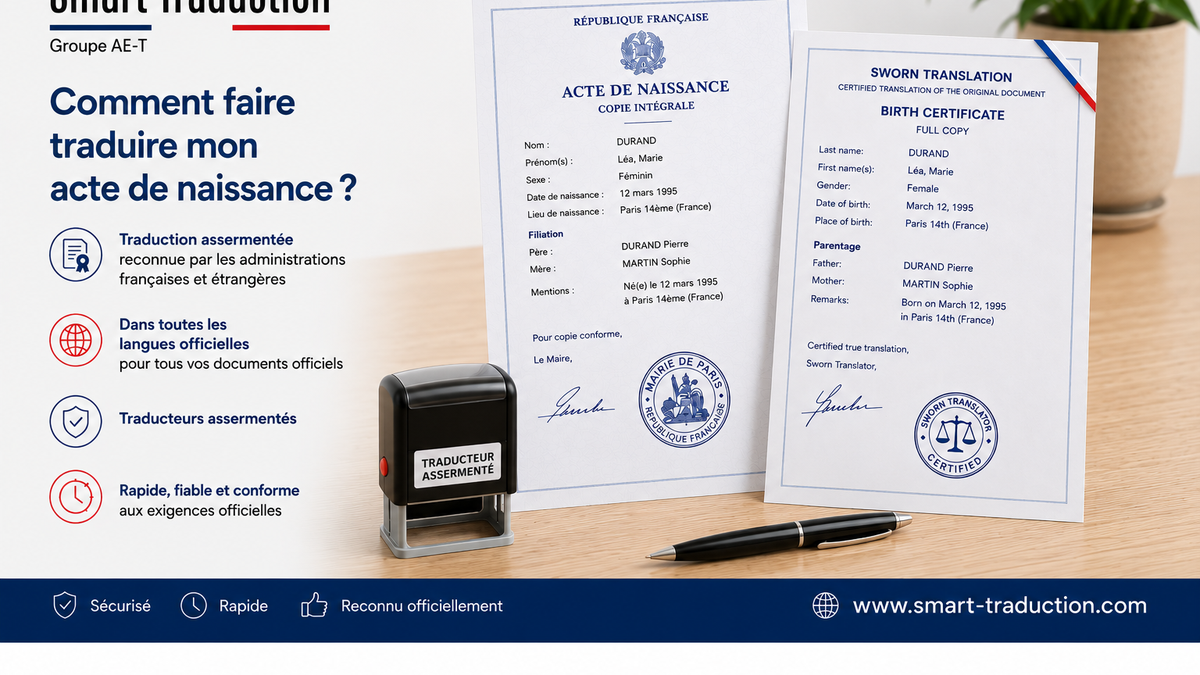 alt="Comment faire traduire mon acte de naissance : traduction assermentée pour visa, naturalisation, mariage et démarches administratives internationales"