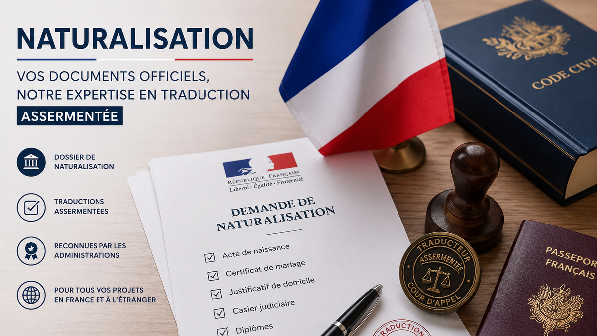 alt="Demande de naturalisation française : traduction assermentée des actes d'état civil et documents officiels étrangers"